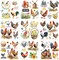 9 Pcs Roosters Rub on Transfer for Crafts Decals (Roosters) 6.5 inches x 6.5 inches